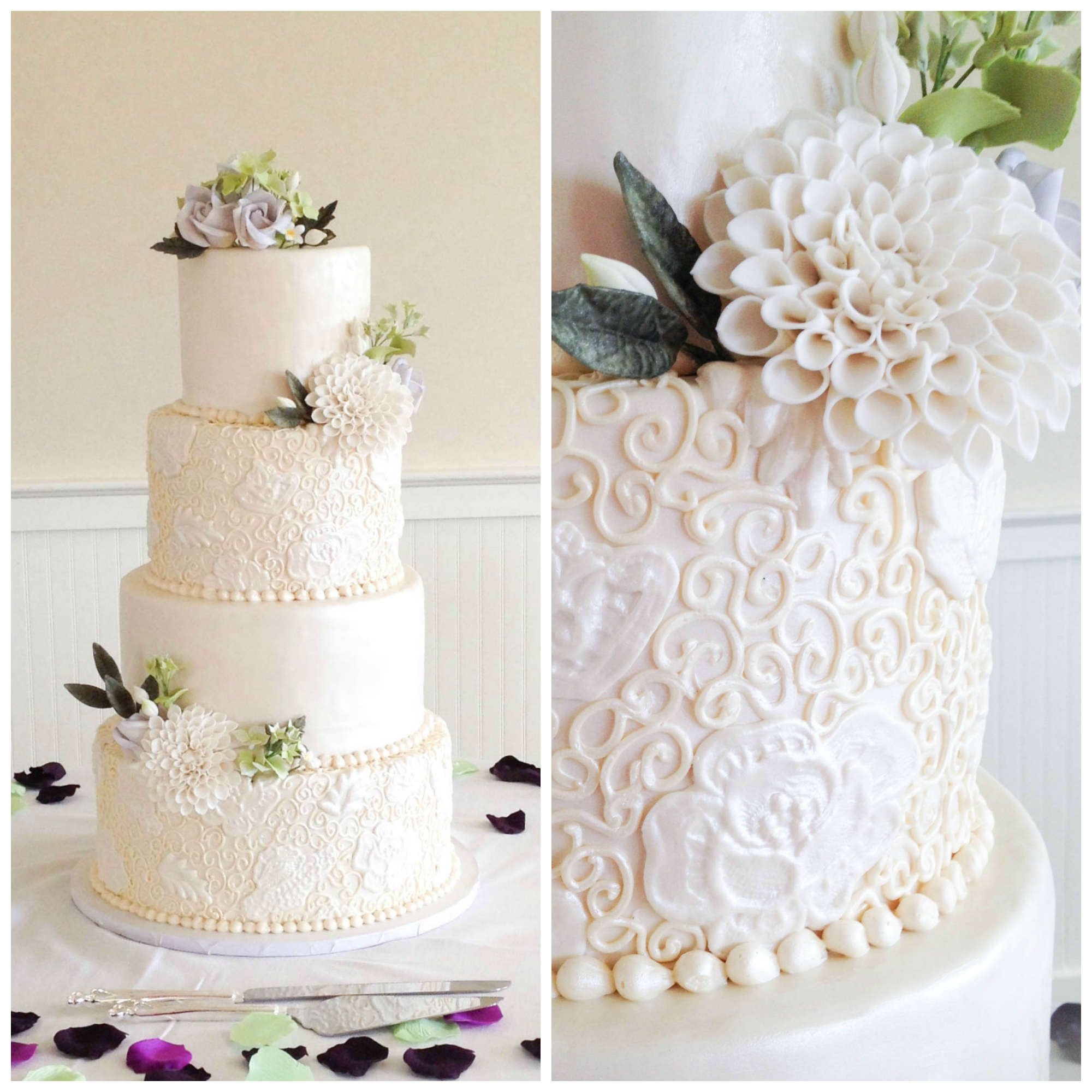 9 Wedding Cakes With Simple Piping Photo Scroll Piping On