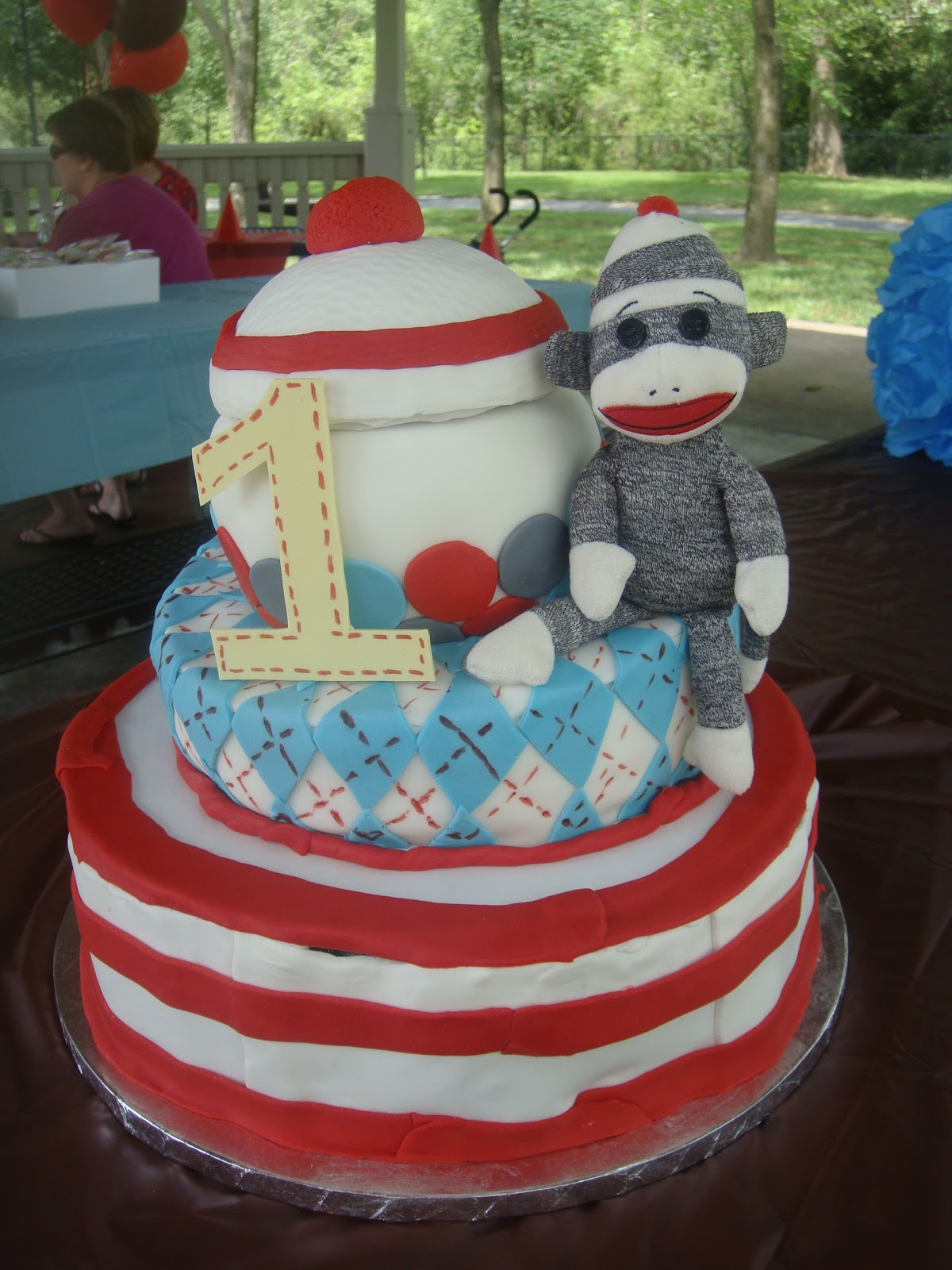 Sock Monkey 1st Birthday Cake