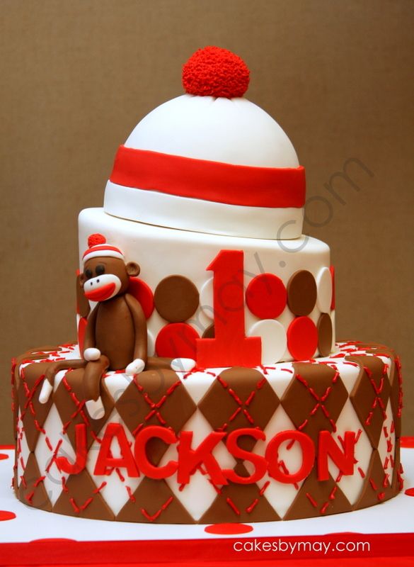 Sock Monkey Birthday Cake