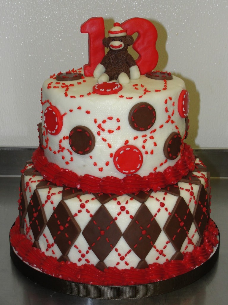 Sock Monkey Birthday Cake