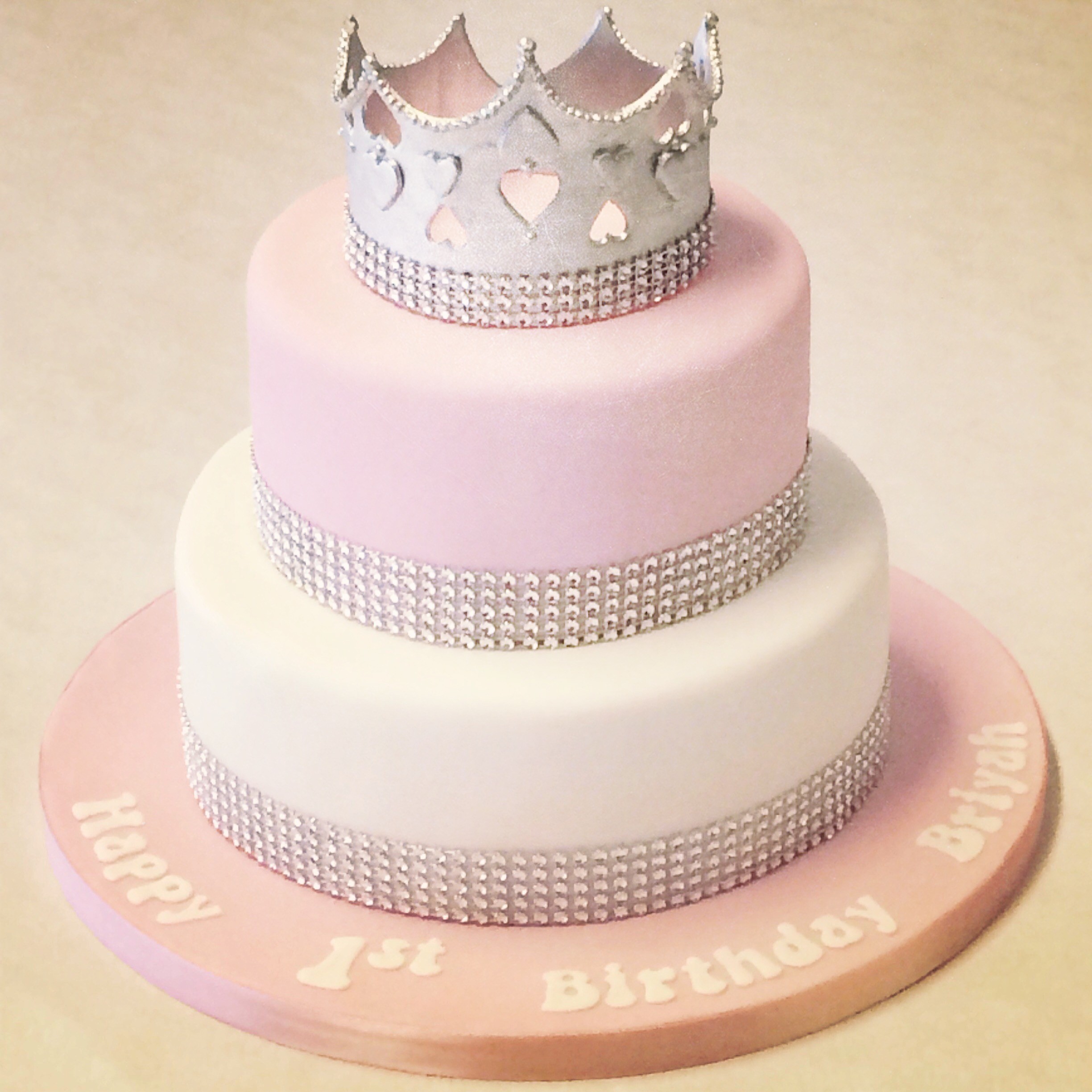 2 Tier Princess Cake Pink White