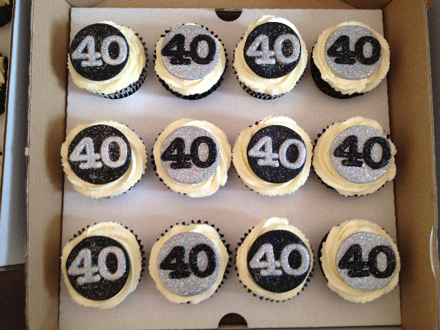 40th Birthday Cake and Cupcakes