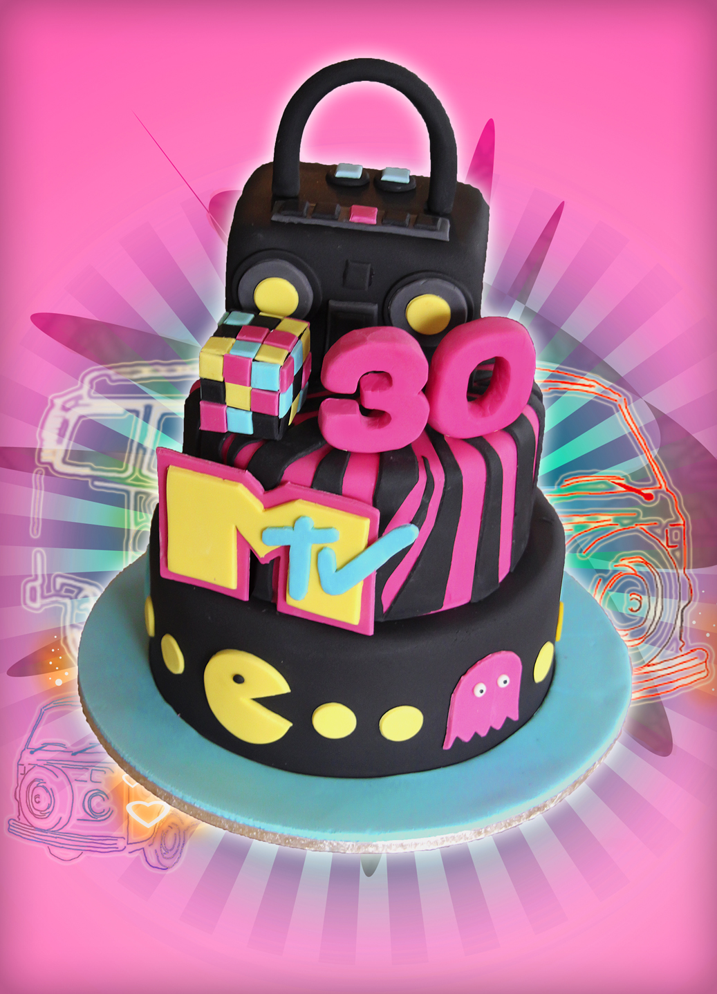 80s Theme Birthday Cake