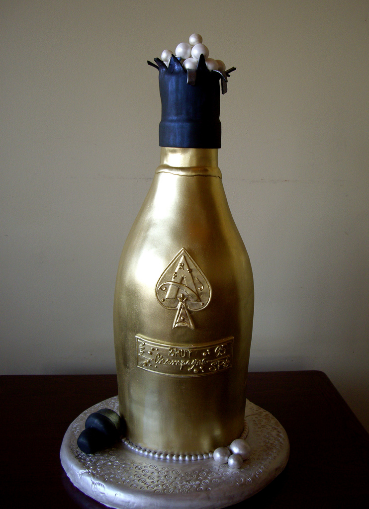 Ace of Spades Champagne Bottle Cake