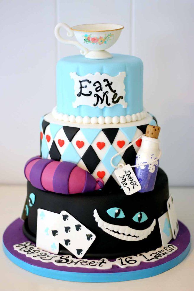 Alice in Wonderland Sweet 16 Cake