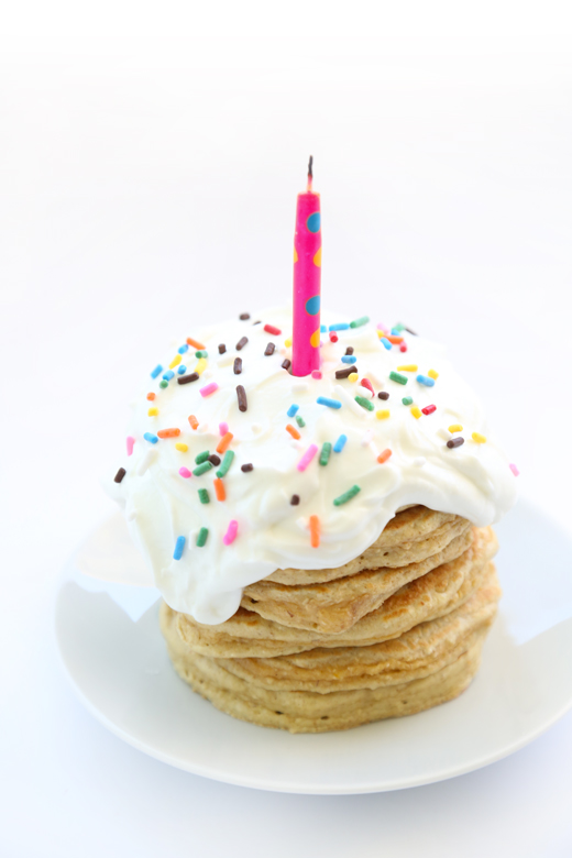 Birthday Cake Protein Pancakes