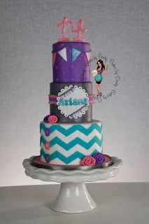 Blue Chevron Cake