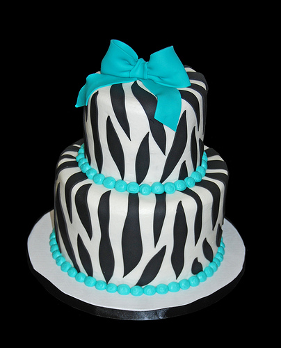 Blue Zebra Print Birthday Cake