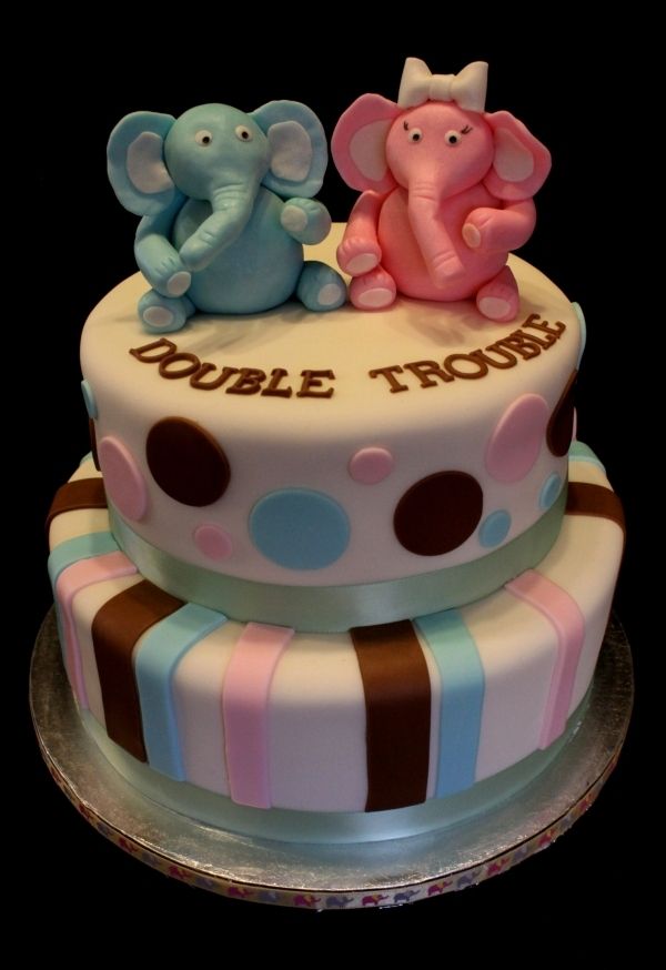 Elephant Baby Shower Cake for Twins