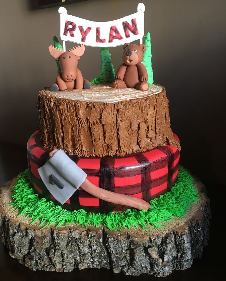 Lumberjack Birthday Party Cake