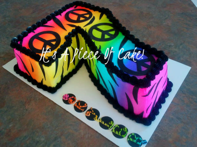 Peace Sign and Zebra Print Sheet Cake