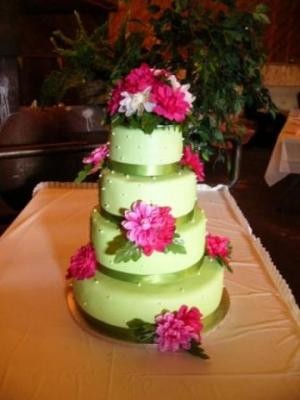 Pink and Green Wedding Cake