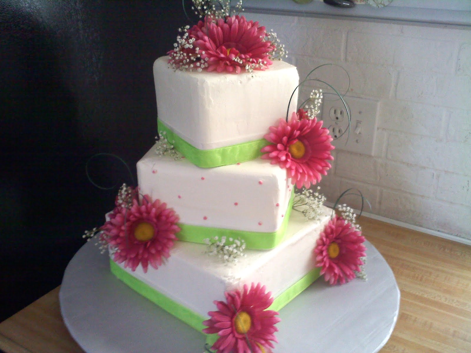 Pink and Green Wedding Cake