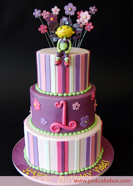 Pink and Purple Flower Birthday Cake