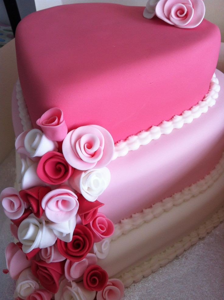 Pink Heart Shaped Wedding Cake