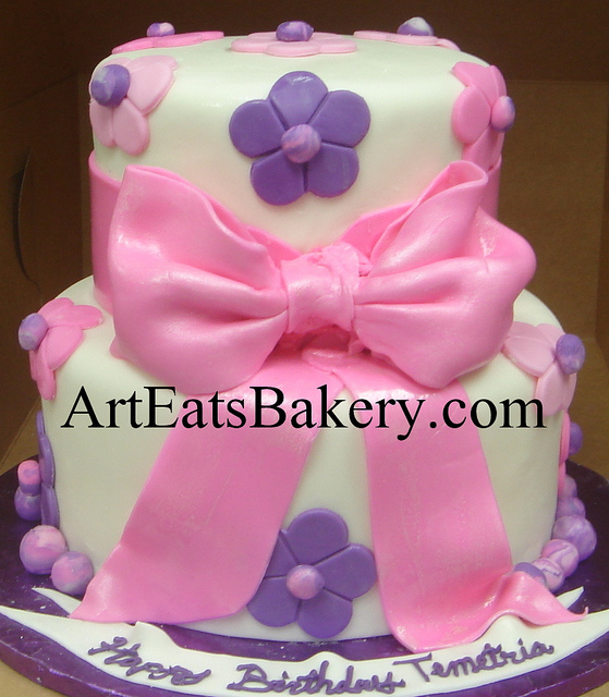 Purple and White Birthday Cake