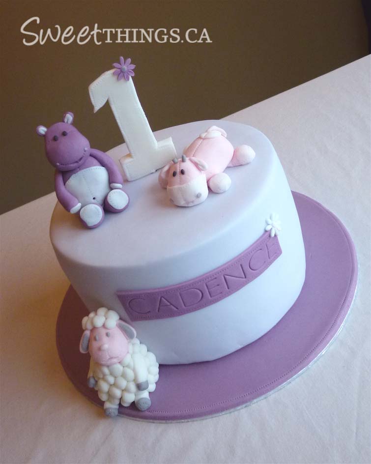 Purple First Birthday Cake