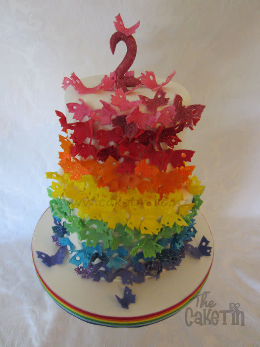 Rainbow Butterfly Birthday Cake