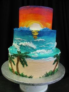 Sunset Beach Wedding Cake