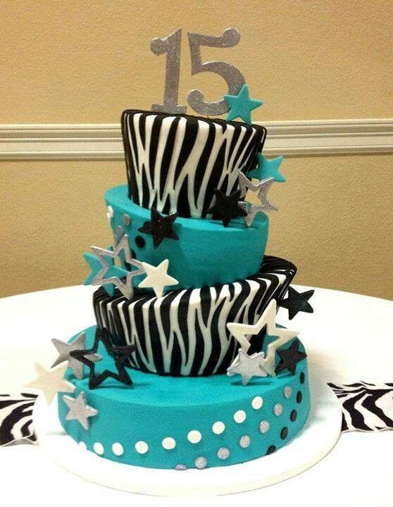 Teal and White Zebra Birthday Cakes