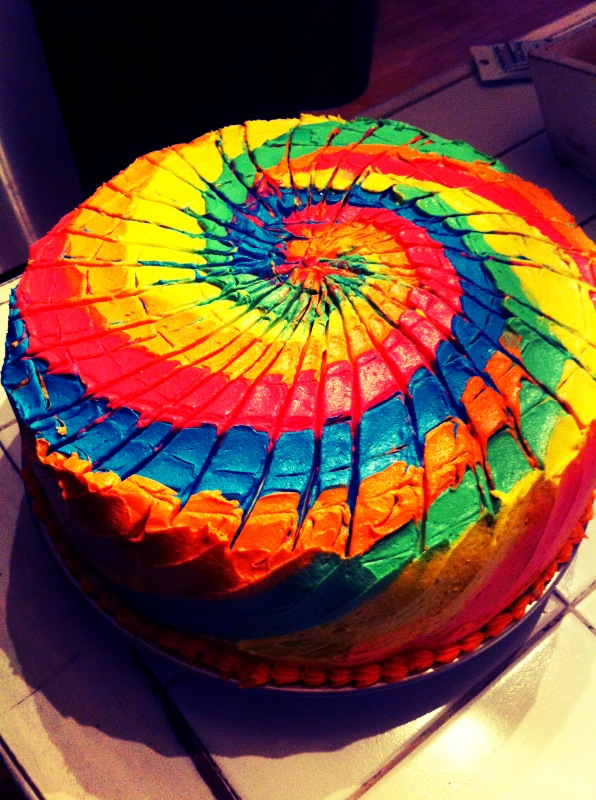 Tie Dye Happy Birthday Cake