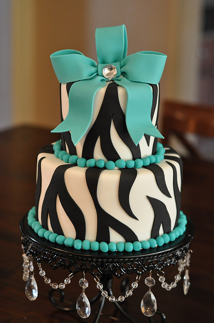 10 Photos of Tiffany Blue And Zebra Birthday Cakes