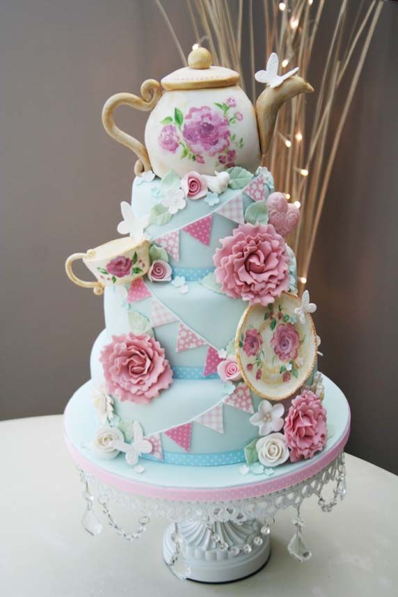 Vintage Tea Party Birthday Cake