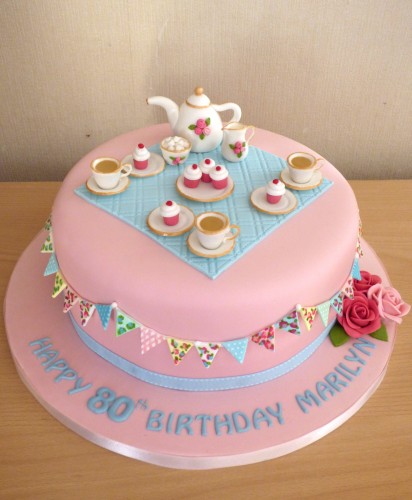 Vintage Tea Party Birthday Cake