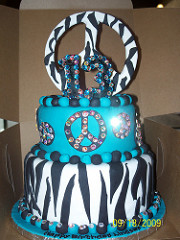 Zebra Print Peace Sign Cake