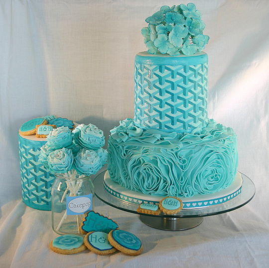 Aqua Wedding Cake