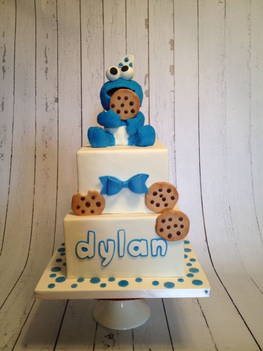 Baby Cookie Monster 1st Birthday Cake