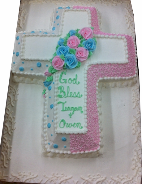 Baptism Sheet Cake with Cross