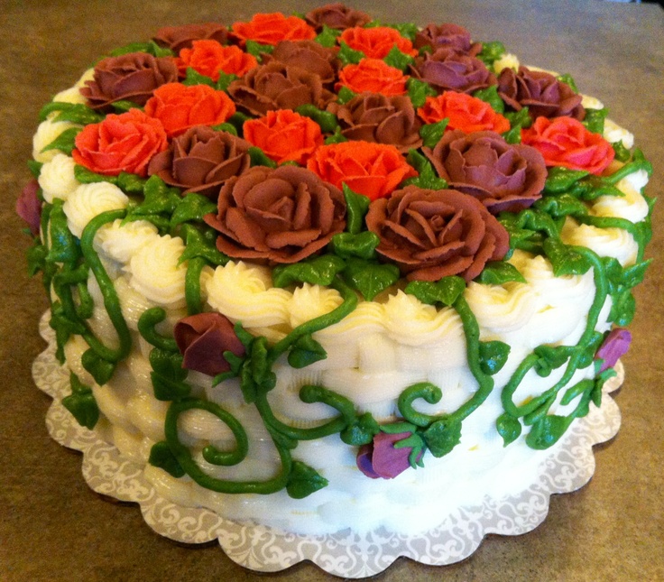 Basketweave Cake with Roses