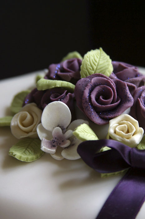 Birthday Cake with Purple Roses