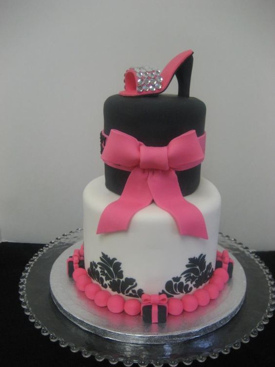 Black and Pink Birthday Cake