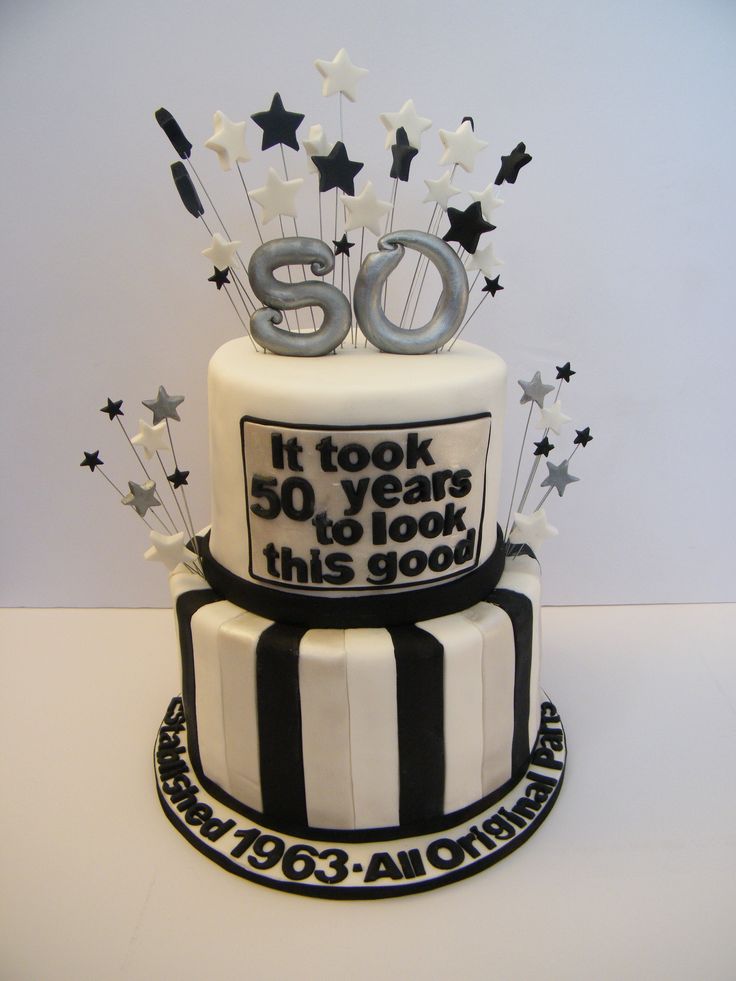 Black and Silver 50th Birthday Cake