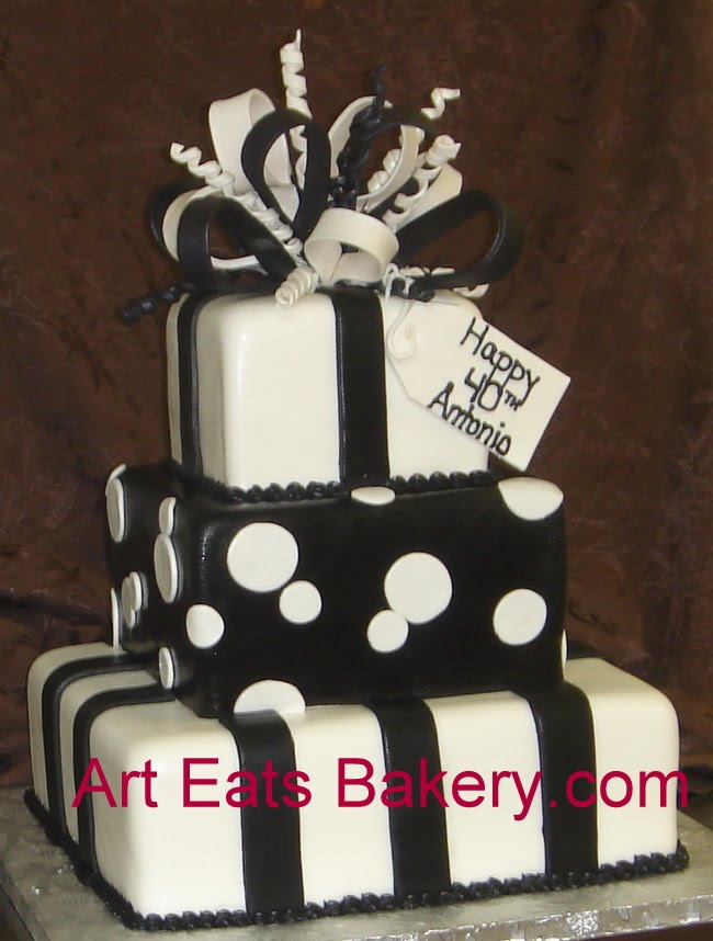 Black and White Birthday Cake