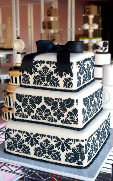 Black and White Square Wedding Cake