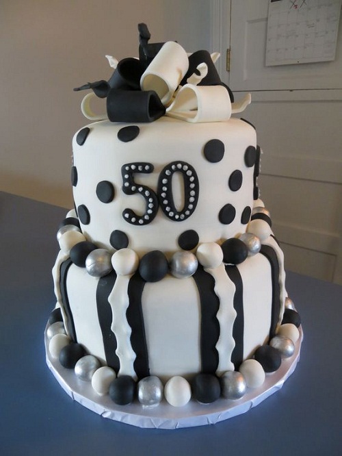 12 Photos of White And Silver 50th Birthday Cakes