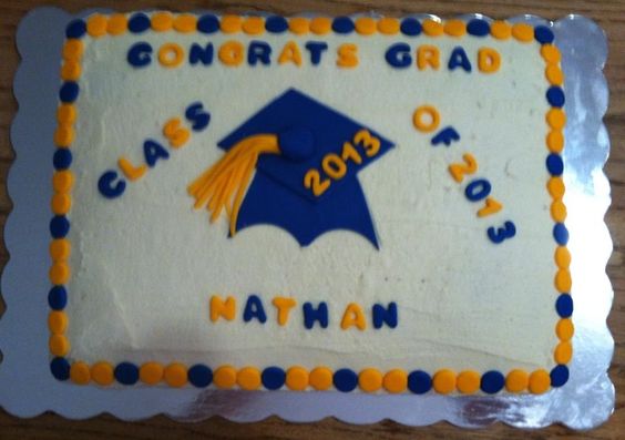 Blue and Yellow Graduation Sheet Cake