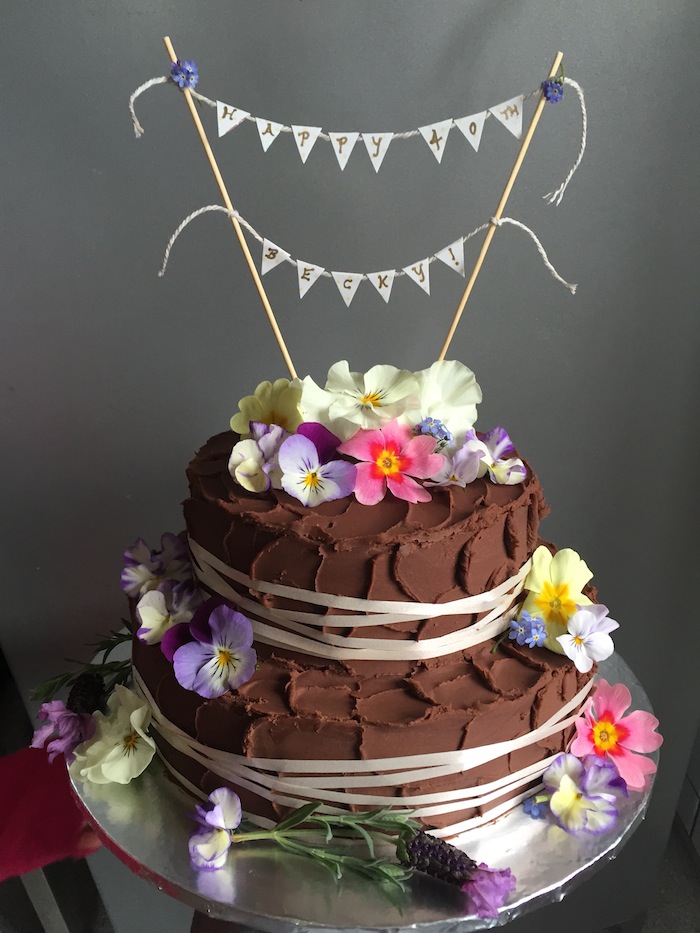 Chocolate Birthday Cake with Flowers