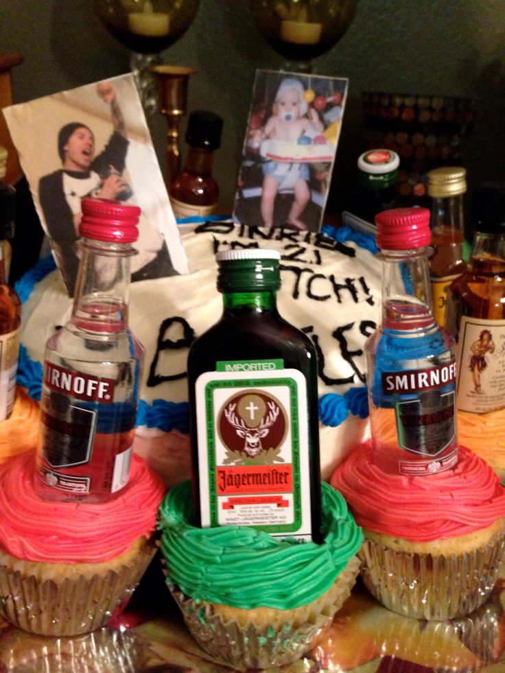 Cupcakes with Mini Liquor Bottles