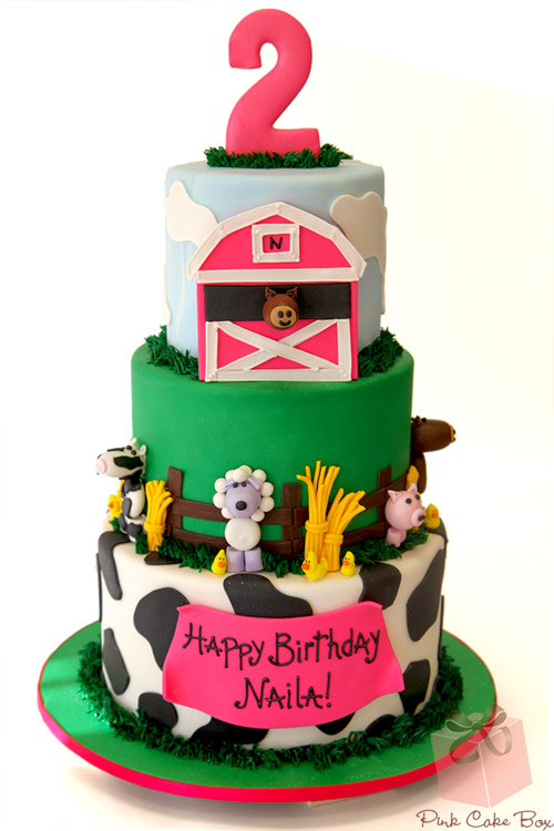 Farm Animal 2nd Birthday Cake