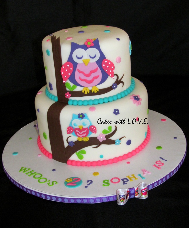 Girls Owl Birthday Cakes