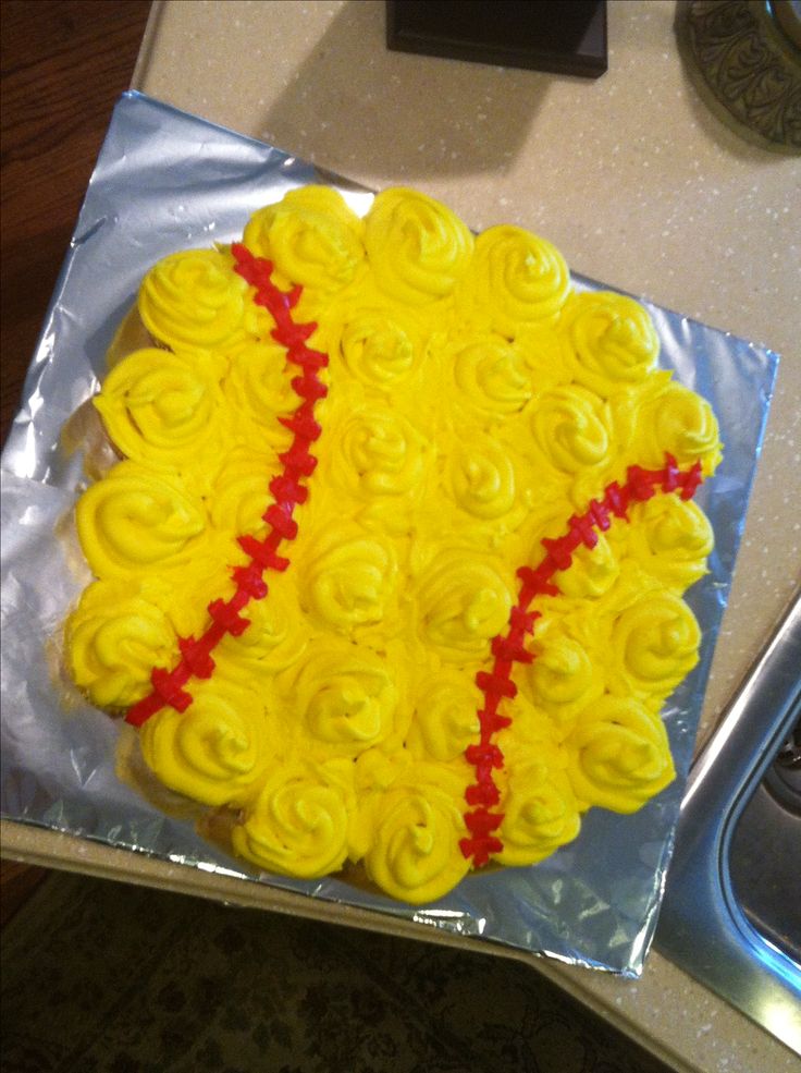 Girls Softball Cupcake Cakes