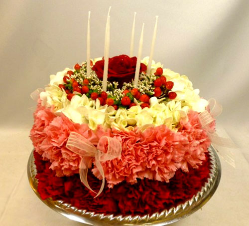 Happy Birthday Cake with Flowers