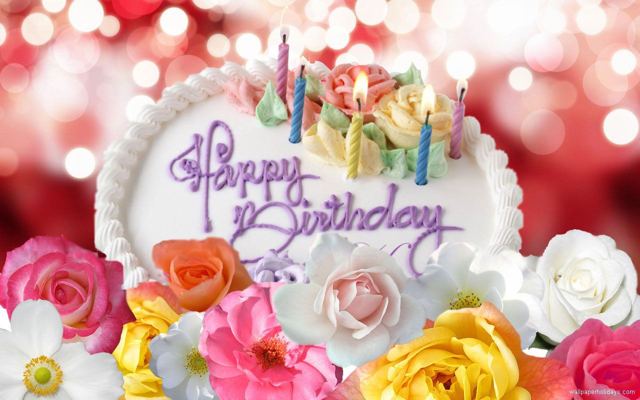 8 Photos of Bday Cakes And Flowers Graphic