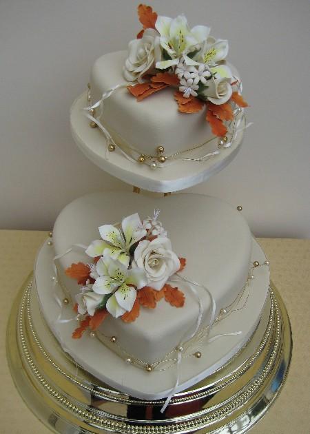 Heart Shaped Wedding Cake with Flowers