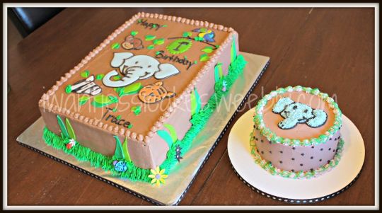 Jungle Animal 1st Birthday Cake