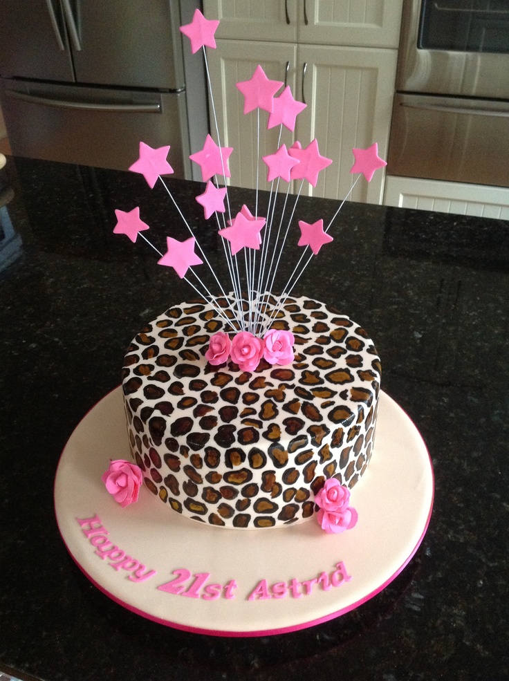 Leopard Print 21st Birthday Cake